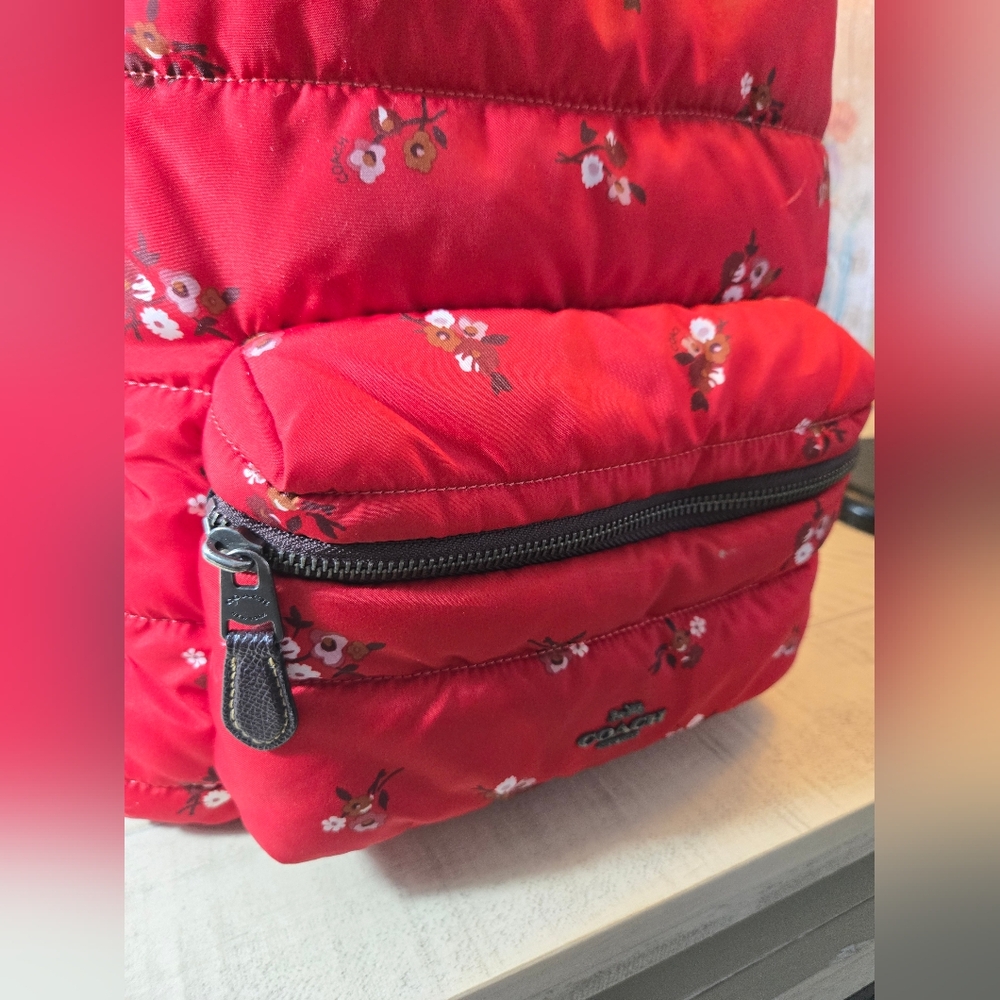 Coach Red Floral Backpack - Picture 6 of 16